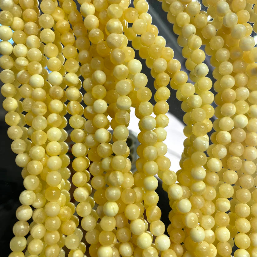 【C042】Yellow Calcite(6-7mm)-High Quality Natural Crystal Beads