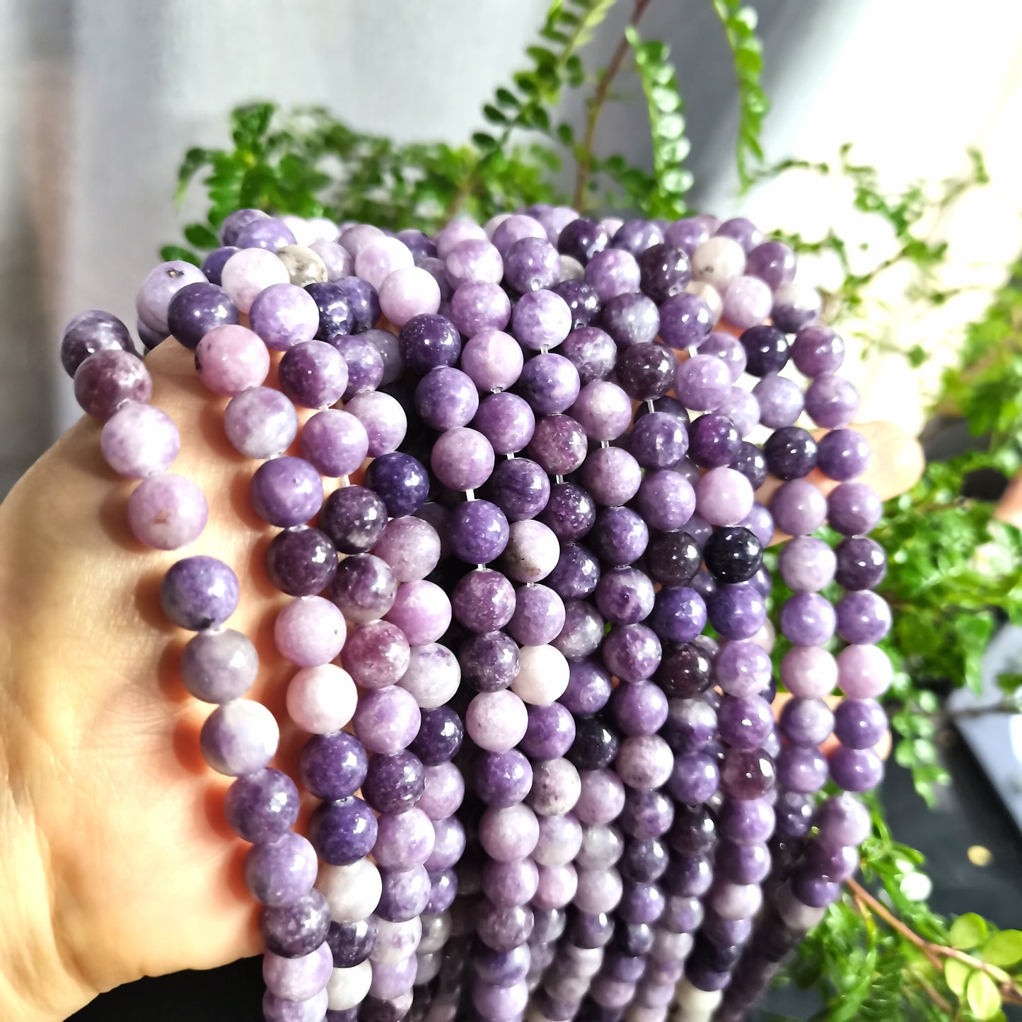 【C028】 Lilac Mica(6-7mm)-High Quality Natural Crystal Beads