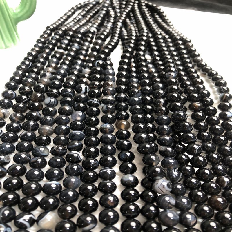 【C015】Black Agate(8mm)-High Quality Natural Crystal Beads
