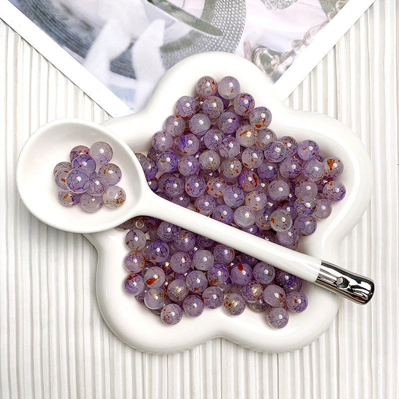 【H054】10mm Sprinkle Gold Beads(purple)- High quality glass beads
