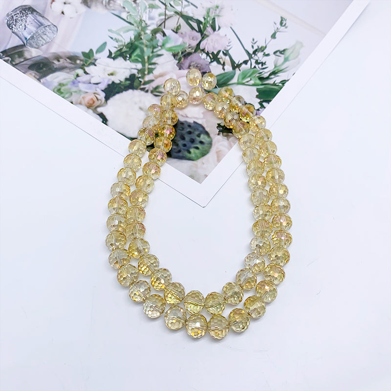【H096】 Luxury faceted yellow beads (96 sides) - High quality glass beads