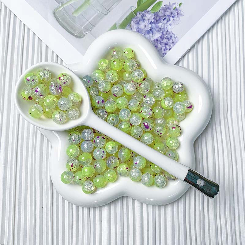 【H063】 10mm Purple Spot Sparkle Primrose Yellow - High quality glass beads