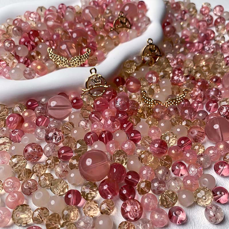 【A671】Roses and Champagne - High quality glass beads (pack on live)