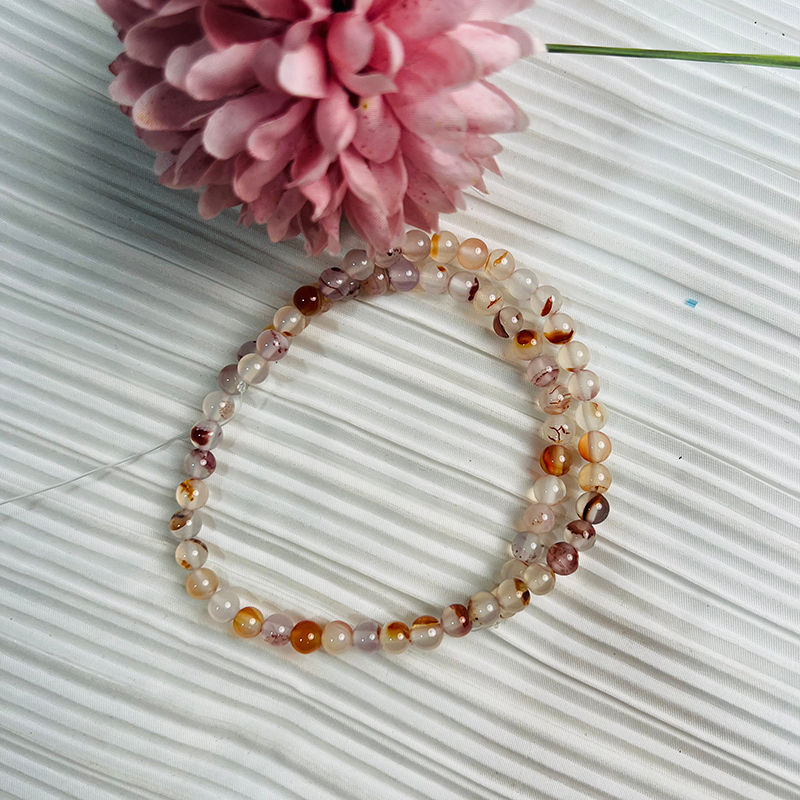 【C044】Red Floating Flower Agate(6-7mm)-High Quality Natural Crystal Beads