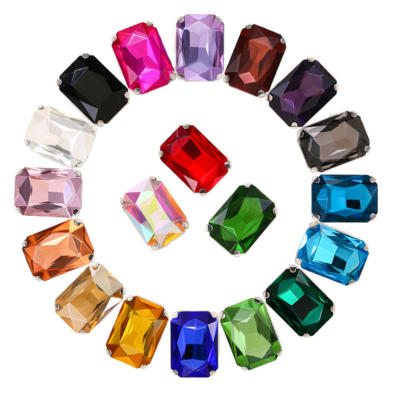 【A615】 Rectangle Glass Diamond - High quality glass beads(pack on live)