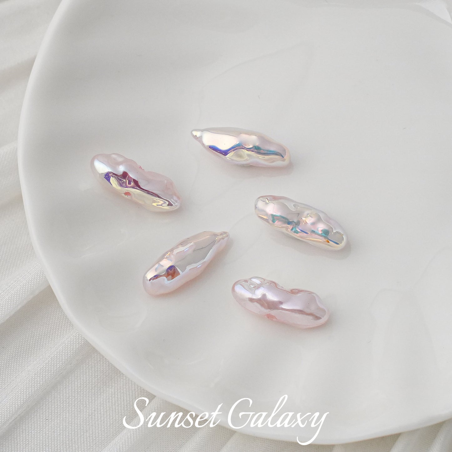 Last【R036】Optically Plated Pink ABS Baroque Pearls (pack on live)