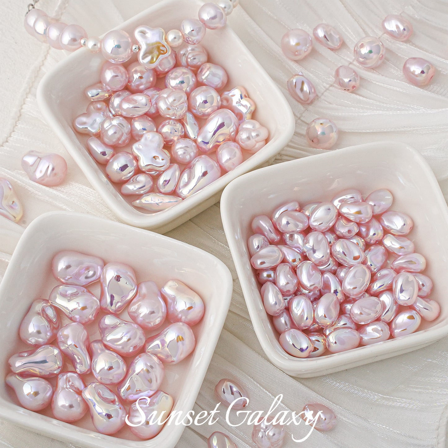 Last【R036】Optically Plated Pink ABS Baroque Pearls (pack on live)