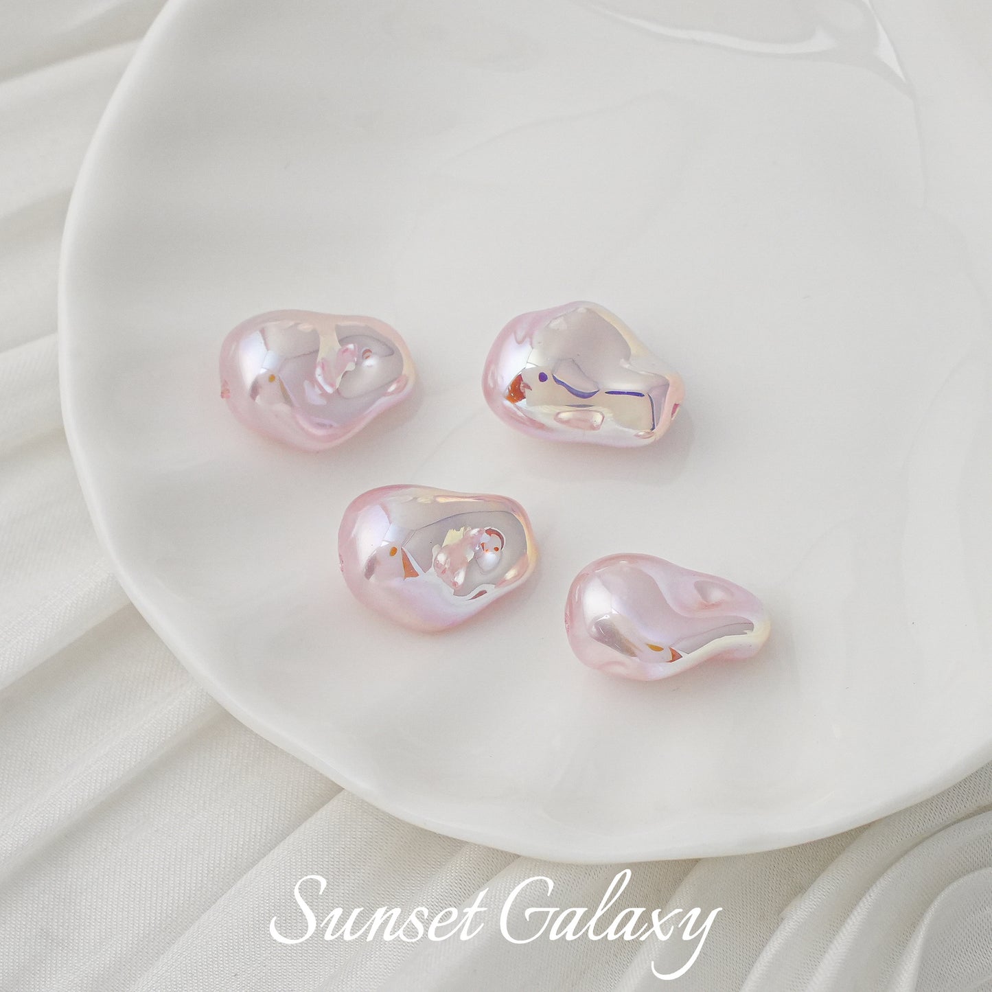 Last【R036】Optically Plated Pink ABS Baroque Pearls (pack on live)