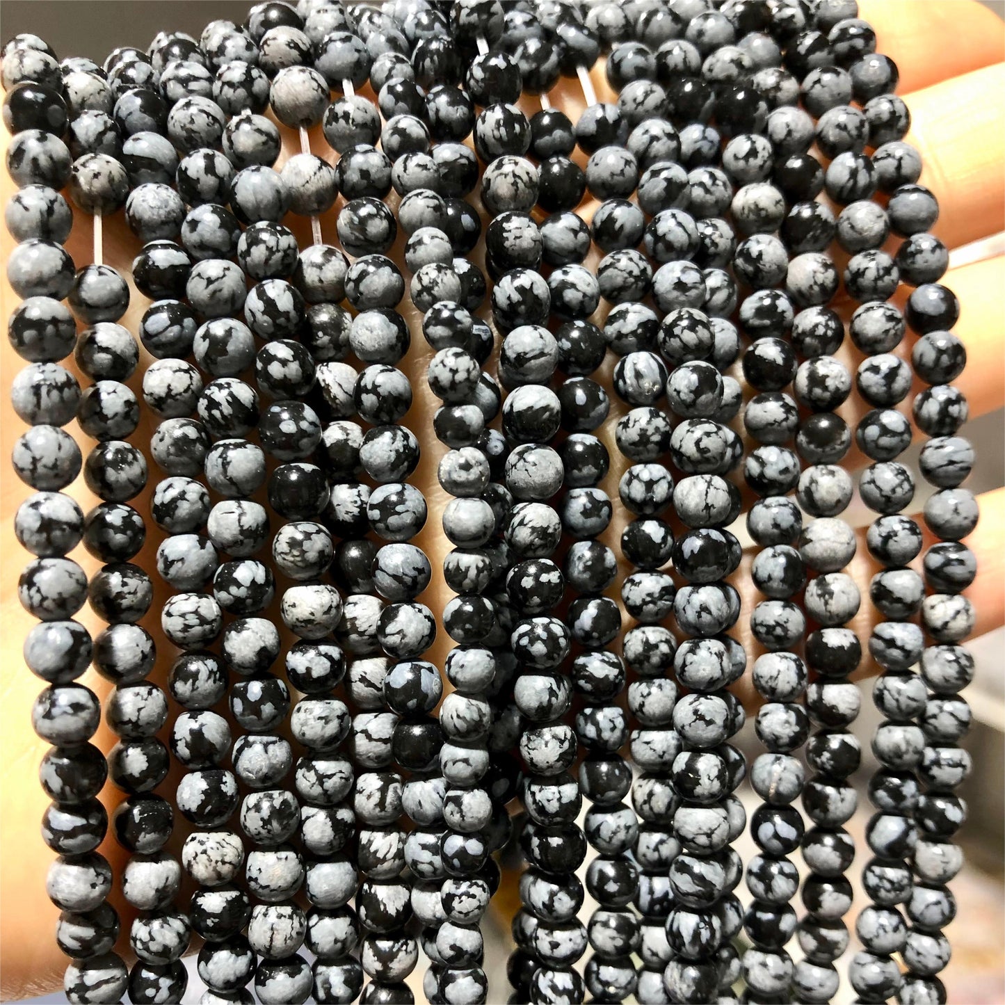 【C054】Snowflake Obsidian(4-5mm) -High Quality Natural Crystal Beads