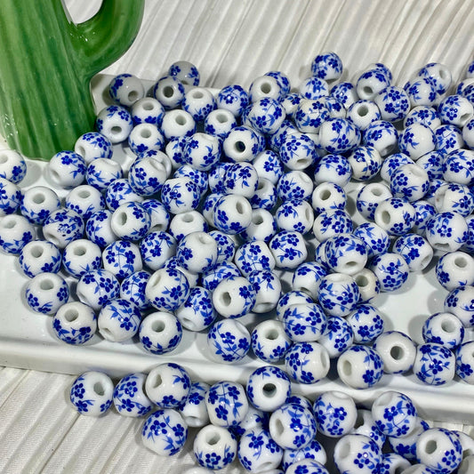 【T010】10mm Blue and white-High Quality Chinese ceramic beads