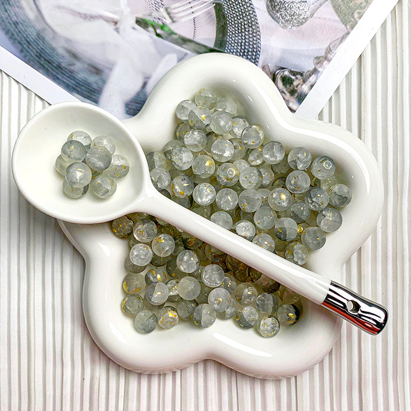 【H042】Sprinkle Gold Beads（Gray）- High quality glass  beads