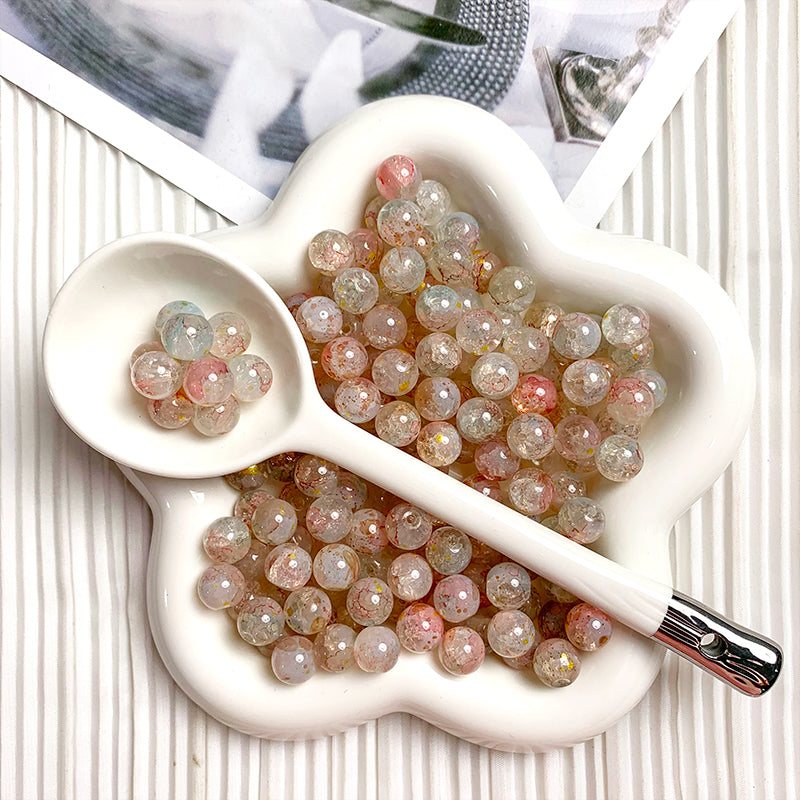 【H056】  Sprinkle Gold Beads (Pink)- High quality glass beads