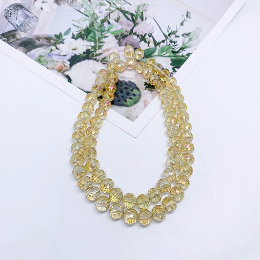 【H096】 Luxury faceted  yellow beads (96 sides) - High quality glass  beads