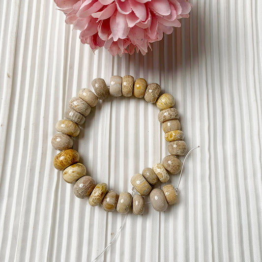 【C112】Coral Jade Flat Beads(11-12mm) High Quality Natural Crystal