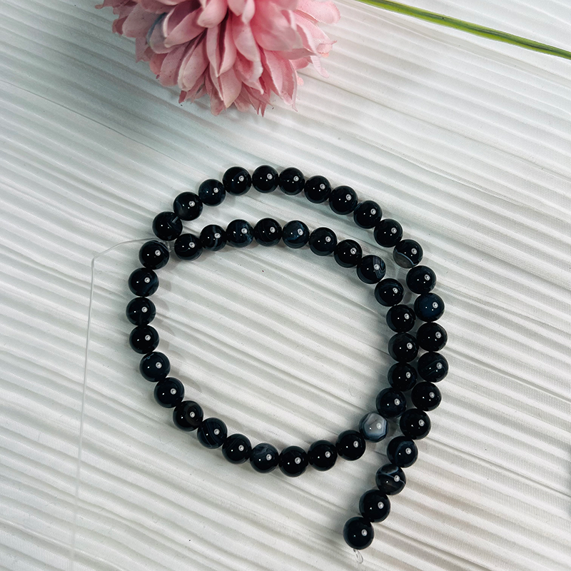 【C015】Black Agate（8mm）-High Quality Natural Crystal Beads