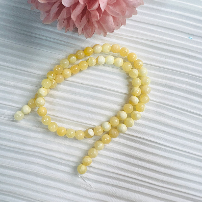 【C042】Yellow Calcite（6-7mm）-High Quality Natural Crystal Beads