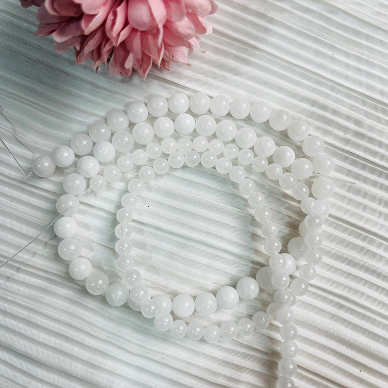 【C053】White jade (6-7/8-9mm) -High Quality Natural Crystal Beads