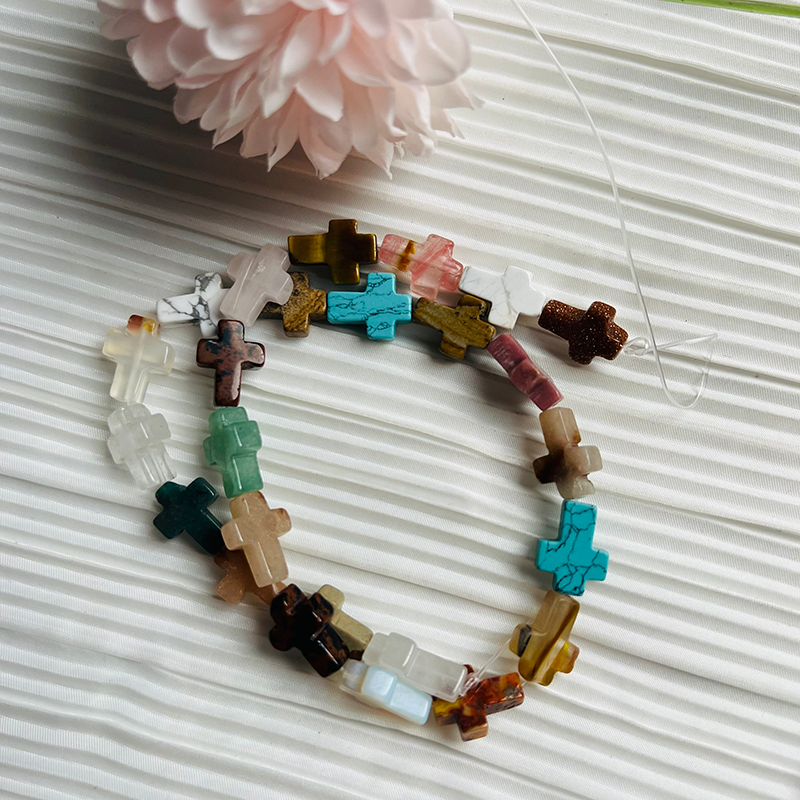 【C069】Cross -High Quality Natural Crystal Beads