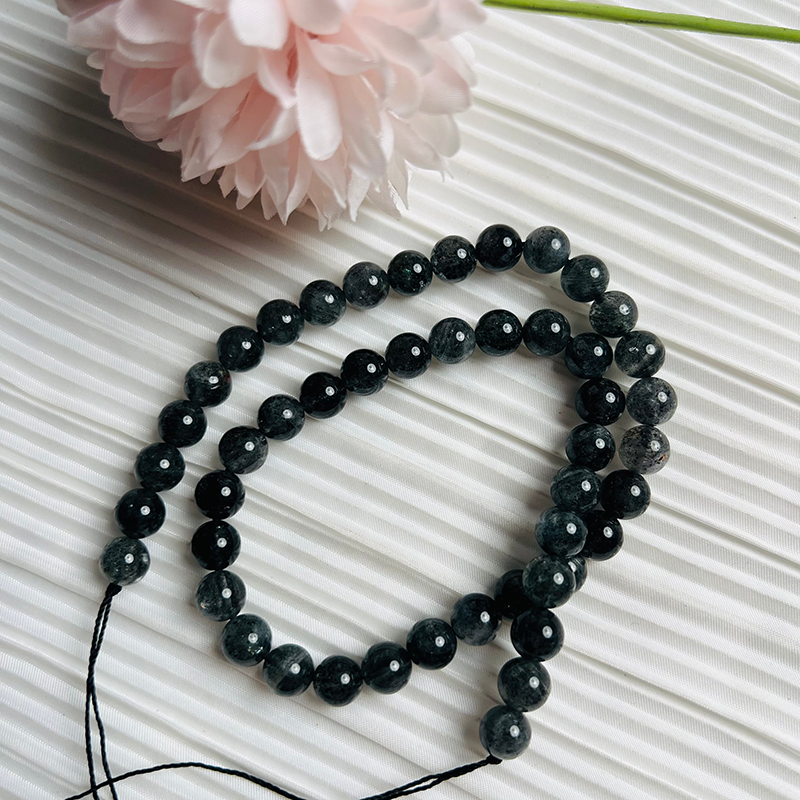 【C074】Black Mica（8-9mm） -High Quality Natural Crystal Beads