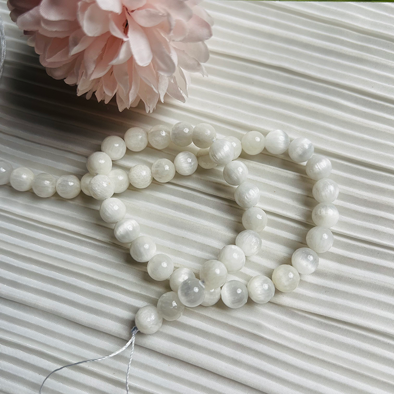 【C106】Selenite （8-9mm）-High Quality Natural Crystal Beads