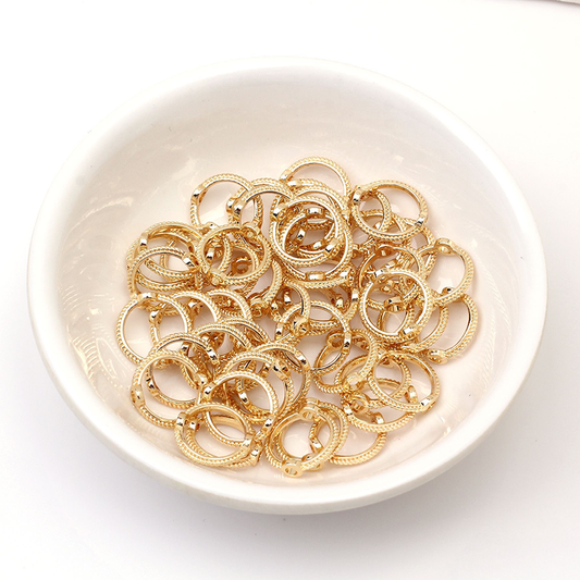 【P064】Twist set bead ring (10mm) -High quality charms