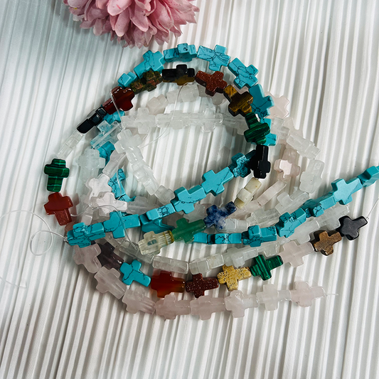 【C069】Cross -High Quality Natural Crystal Beads