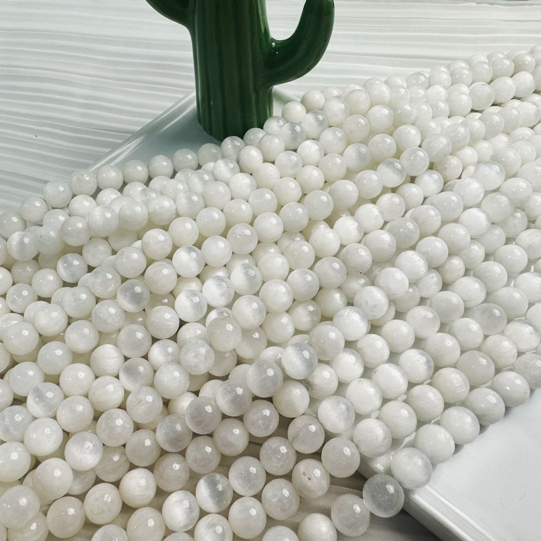 【C106】Selenite （8-9mm）-High Quality Natural Crystal Beads